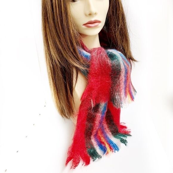 NWT red plaid Scotland MOHAIR scarf Glen Cree mint-TOASTY WARM WINTER SCARF - Picture 5 of 13
